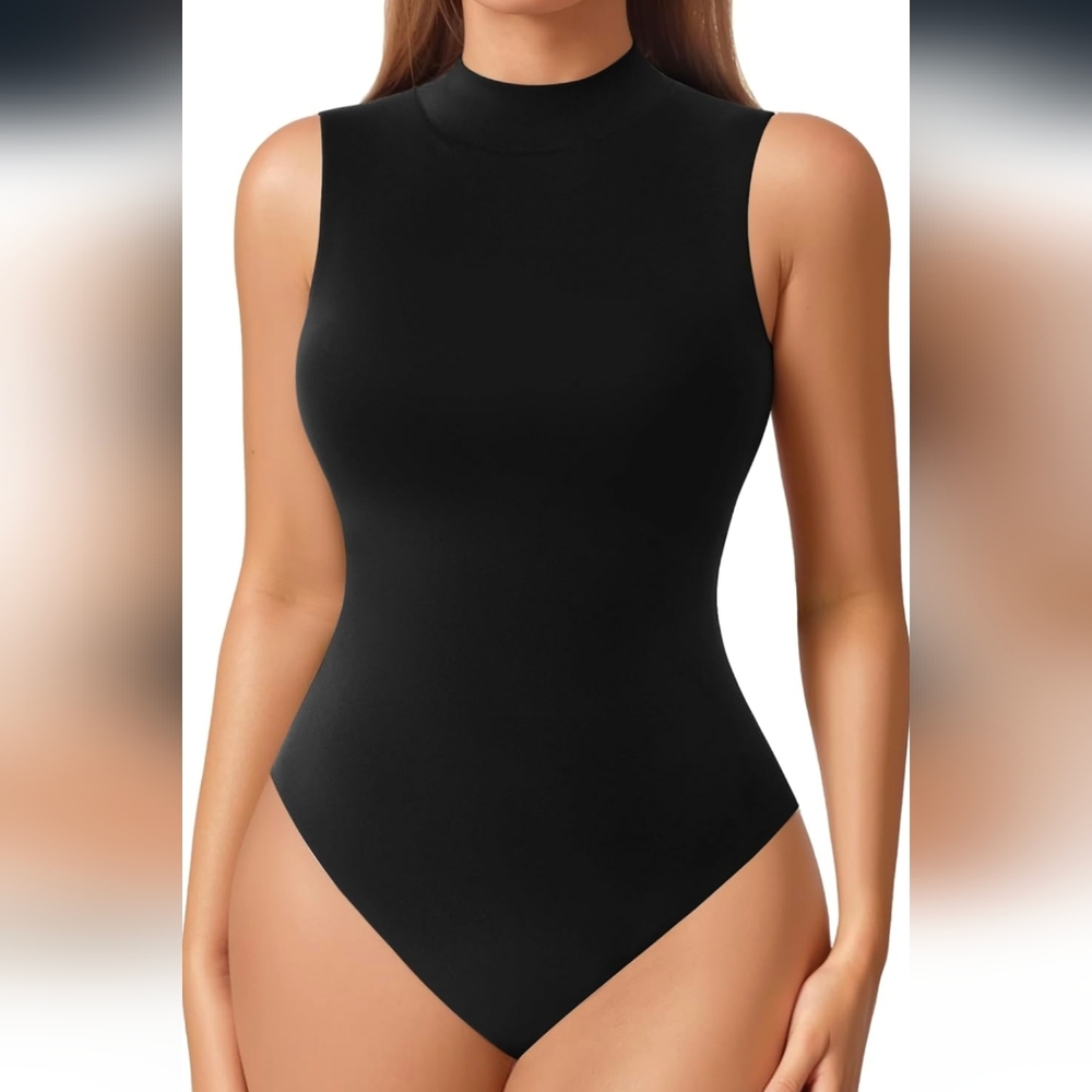 NWT ALGALAROUND Bodysuit for Women Turtle Neck Double Lined Sleeveless